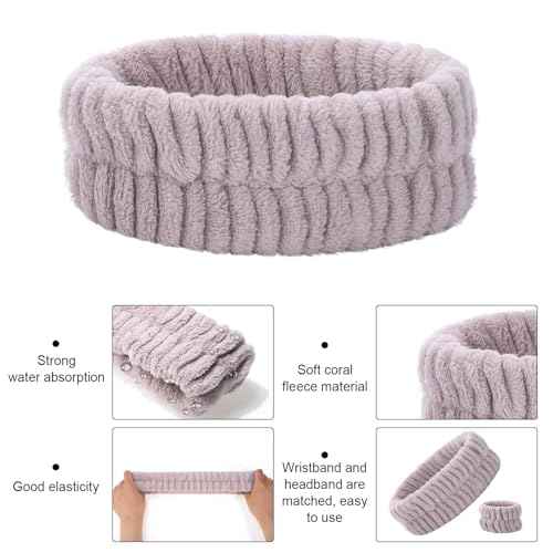 obeoby Spa Headband for Washing Face, 12 Pcs Makeup Headband and Wristband Set for Skincare Makeup Bath Stocking Stuffers for Women Girls