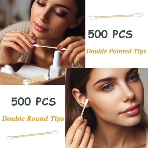 1000 Bamboo Cotton Swabs - Biodegradable Dual Tip for Makeup & Cleaning