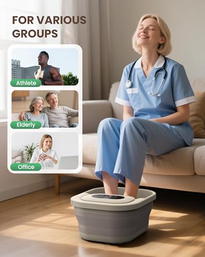 Heycool Collapsible Foot Spa Bath Massager with Bubbles & 8 Rollers