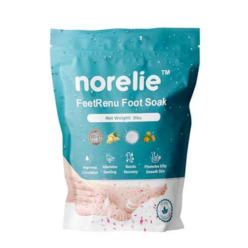 Norelie FeetRenu Foot Soak with Tea Tree Oil and Epsom Salt, Hydrating Foot Soak for Relaxation, Foot Soaking Salts for Cracked Heels and Tired Feet, Soothes Achy Feet and Softens Skin, 3lbs