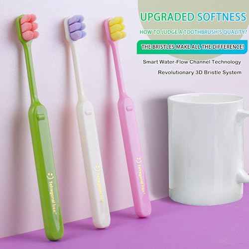 6 Count Ultra-Soft Toothbrush for Sensitive Gums ? 10,000 Extra Gentle Bristles, Manual Toothbrush for Adults, Pregnancy, Braces, Elderly, Gum Care (Dopamine Colors, Individually Wrapped)