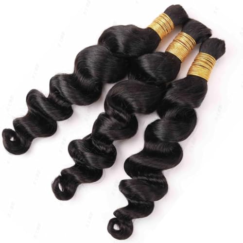 Human Braiding Hair for Boho Braids Loose Deep Wave Bulk Human Hair Knotless 100% Unprocessed Brazilian Virgin Hair Extensions for Braiding Curly Water Wave 1 Bundle No Weft 100g 20inch Natural Black