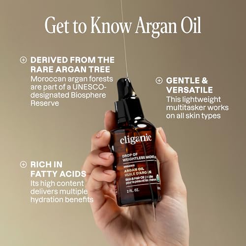 Cliganic Organic Argan Oil 16oz with Pump, 100% Pure | Bulk for Hair, Face & Skin (Packaging May Vary)
