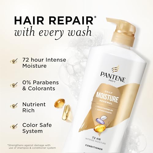 Pantene Daily Moisture Renewal Conditioner 50.1 Fl Oz Pack with Miracle Rescue Shot