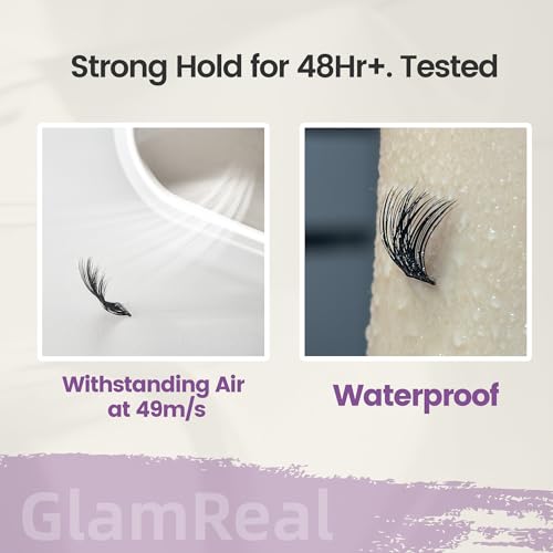 Press-On No Glue Needed Lash Clusters 72Pcs?Self Adhesive Eyelashes 10-16mm?Wispy Cateye Look?Reusable & No Residue?Beginner Friendly Extension Kit by GlamReal