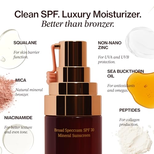 The One Warm Glow Daily Sun Cream SPF 30 ? Hydrating Mineral Sunscreen for Face & Neck, Sensitive Skin Safe, with Zinc, Niacinamide, Squalane & Sea Buckthorn, 1 oz