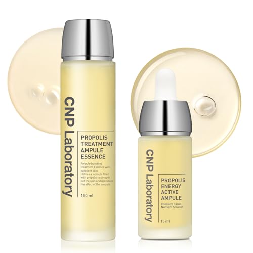 CNP Glow Skin Booster Set - Honey Ceramide Essence + Centella Serum Bundle | Propolis-Infused, Intense Hydration & Calming for Sensitive Skin | Korean Skincare