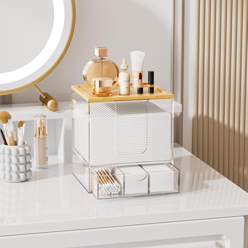 VITVITI Acrylic Bamboo Face Towel Holder with Drawer - XL Size