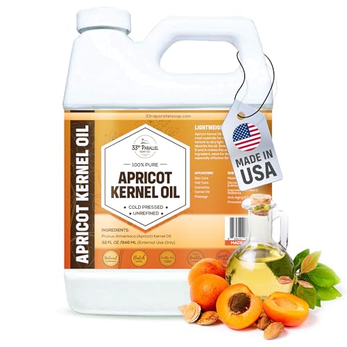 Organic Apricot Kernel Oil (16 Oz) Premium Cold Pressed Unrefined | 100% Pure Apricot Kernel Oil for Skin, Face, Hair, Soap Making, Massage | Carrier for Essential Oils | Available Bulk | 16 FL OZ