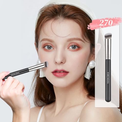 Angled Flat Concealer Brush Set - 2pcs Dense Under Eye & Contour Brushes - Variation 270+370
