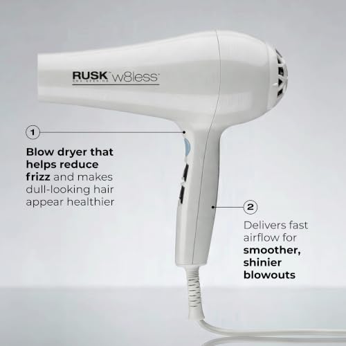 RUSK W8less 2000W Ionic Hair Dryer - Fast Drying & Frizz Control