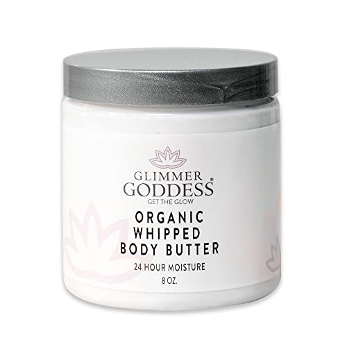 GLIMMER GODDESS Organic Whipped Body Butter- Morrocan Mint, Vegan, 24 Hr Hydration, Less Stretch Marks, All Skin Types, Child-Safe, Organic, 8 oz