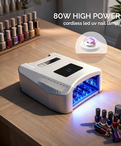 Cordless LED UV Nail Lamp with 5200mAh Battery, Portable Gel Nail Dryer