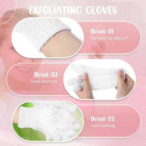 Didaey 104 Pcs Exfoliating Shower Gloves Bulk with Hanging Loop