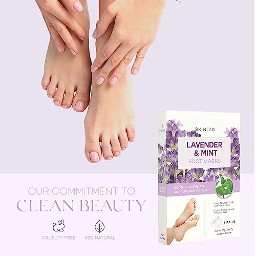 Skin 2.0 Lavender & Mint Foot Masks - Hydrating & Soothing Relief