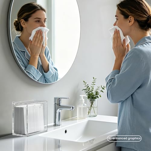 HIIMIEI Acrylic Disposable Face Towel Holder for 25 Towels