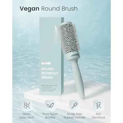 AIMIKE NaturaVol Round Brush for Blow Out, Round Hair Brush Nano Thermal Ceramic & Ionic Tech, for Blow Drying & Salon-like Styling at-home, Maximum Volume Shine - 1.7¡± Barrel, 2.5¡± w/Bristle