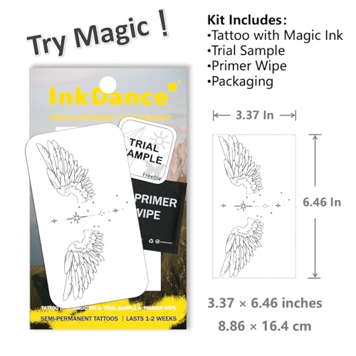 InkDance Angel Wings Temporary Tattoo | 1-2 Week Waterproof
