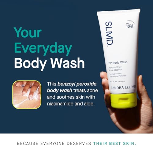 SLMD by Dr. Pimple Popper BP Body Wash ? 5% Benzoyl Peroxide Exfoliating Cleanser for Clearer, Smoother-Looking Skin ? 6 fl. oz Skincare