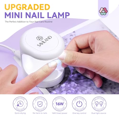 Saviland Mini UV LED Nail Lamp 16W - Portable Gel Nail Dryer