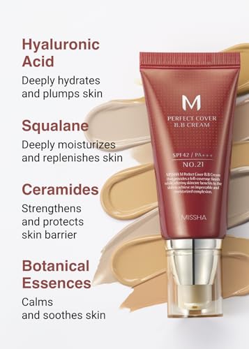 MISSHA M Perfect BB Cream No.23 Natural Beige for Light with Neutral Skin Tone SPF 42 PA +++ 1.69 Fl Oz - Tinted Moisturizer for face with SPF