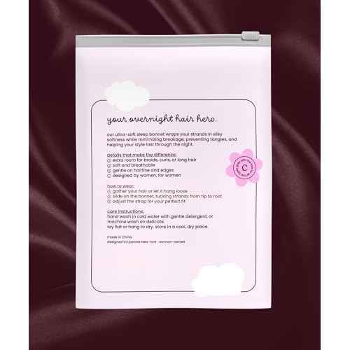 Cobana Adjustable Satin Sleep Bonnet ? Silk Bonnet & Double-Lined Night Cap for All Hair Types ? Soft, Slip-Resistant Hair Wrap for Sleeping (Black)