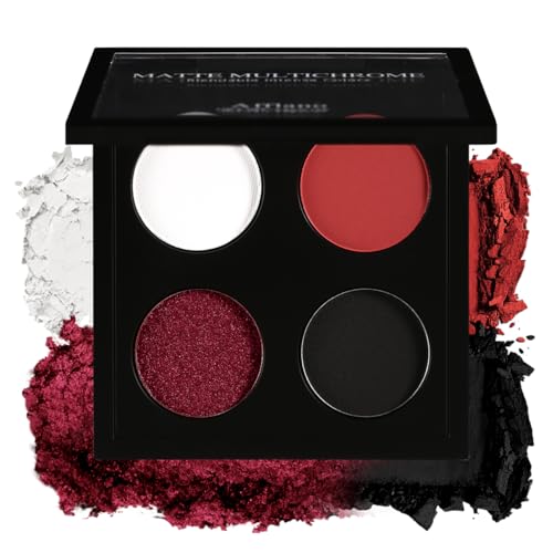 Afflano Gothic Red Eyeshadow Palette - 4 Matte & Chrome Shades