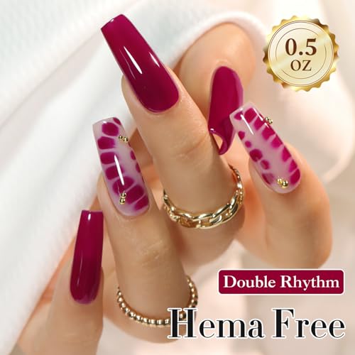 Double Rhythm Blood Red Gel Nail Polish 0.5oz UV, Hema-Free, Long-Lasting