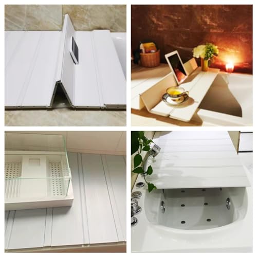 Foldable Bathtub Cover Caddy – PVC Shutter Lid with Heat Insulation