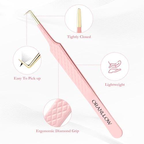 Oranllow 3 Pcs Precision Fiber Tip Lash Tweezers Set for Eyelash Extensions - Variation 3