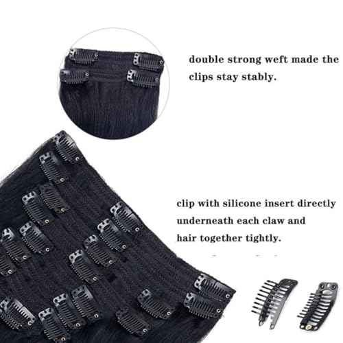 Clip In Hair Extensions Real Human Hair Straight Hair Clip in Human Hair Extensions Human Hair 1B Natural Black Silky Thick Real 100% Human Hair for Black Women Virgin Hair 120g 22 Inch