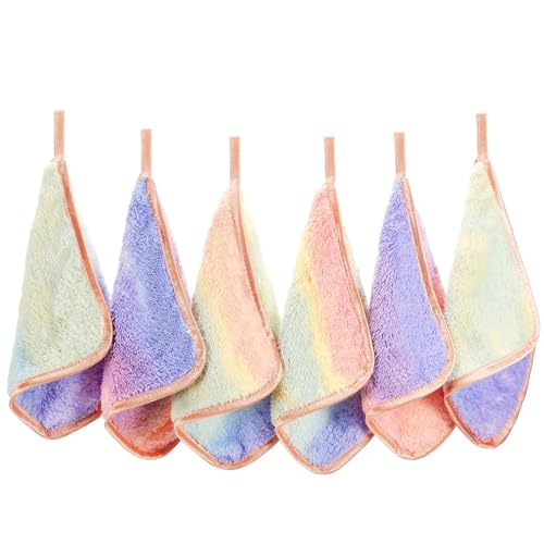 PHOGARY Microfiber Makeup Remover Cloths, 6 Pack Reusable Makeup Eraser Cloth for Face, Microfibre Erase Your Face Washcloths, Make up Cloth Remover Towel - Gentle on Skin (8 x 8in, Rainbow)