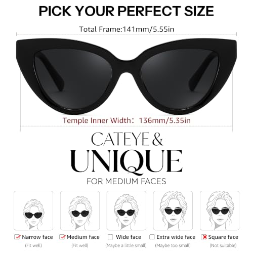 FEISEDY Cat Eye Sunglasses Polarized UV400 Protection Women
