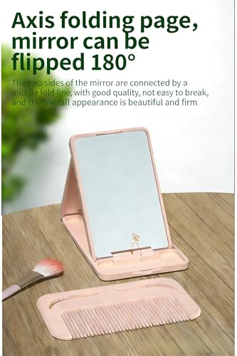 YOFAN Compact Travel Makeup Mirror with Detachable Comb - Foldable Pocket Mirror