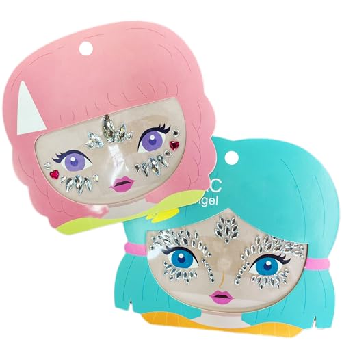 Rhinestone Face Gems Stickers for Kids, 2-Pack Festival Body Jewels