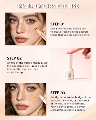 LYSdefeu Star Stamp & Freckle Pen Makeup Kit Set A - Long Lasting, Waterproof