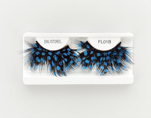 Blue Spots Black Faux-Feather Eyelashes for Beetlejuice Costume
