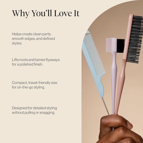 Kitsch Slick Back Hair Brush & Styling Comb Set - Edge & Pintail Kit