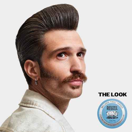 REUZEL Blue Pomade, Strong All Day Hold, Water Soluble Styling, High Shine and Flake Free, Easy To Wash Out, For All Hair Types