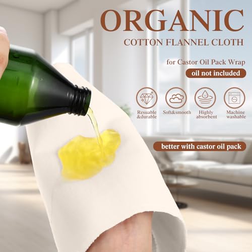 Tingjoo White Organic Cotton Flannel Pack for Castor Oil Wraps - 30 Pieces