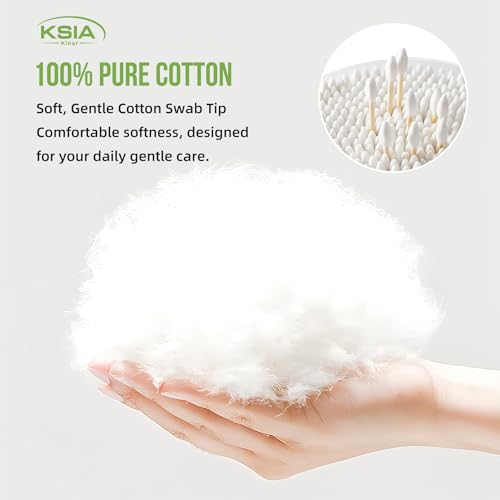 KSIA Klear Cotton Swabs 500 Count - Double Tipped Ear & Makeup Cotton Buds - 5 Pack Bag