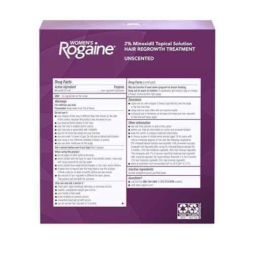 Women's Rogaine 2% Minoxidil Hair Regrowth Solution, 3-Month Supply