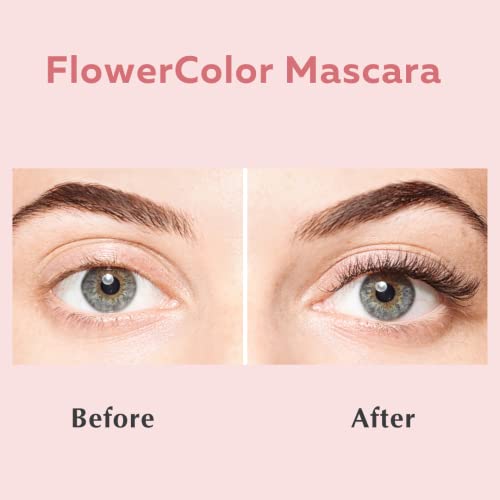 Ecco Bella FlowerColor Vegan Mascara Black - Long Lasting Organic Formula for Sensitive Eyes - All Natural and Water Resistant Mascara - Cruelty-Free, Gluten-Free, Fragrance-Free, and Plant-Based