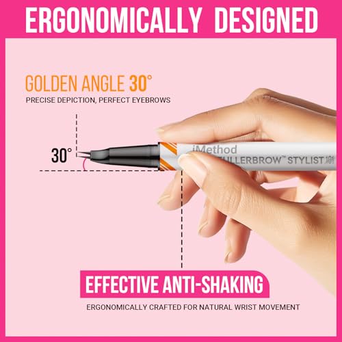 iMethod Curved Eyebrow Pen & Gel - Waterproof Brow Pencil Dark Brown