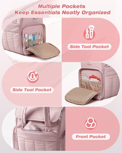 Marscamd Nail Polish Organizer Bag - Holds 70 Bottles, Pink