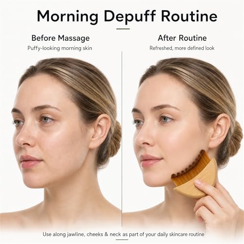 Lymphatic Contour Face Brush – Natural Bamboo Facial Massager