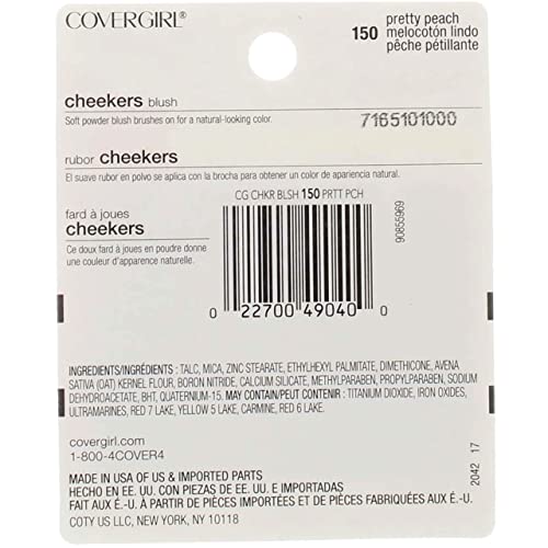 CoverGirl Cheekers Blush #150 Pretty Peach 0.12oz