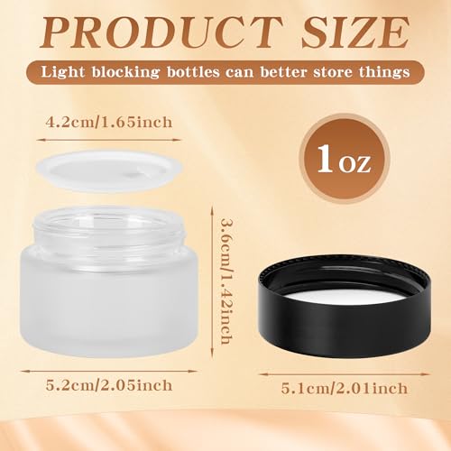 1 oz Glass Jars with Lids, Empty Cosmetic Jars, Airtight Containers with Inner Seal for Creams, Balms, Ointments, DIY Crafts, Salves (48 Pack, Clear Frosted)