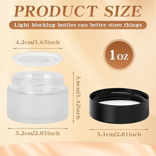 1 oz Glass Jars with Lids, Empty Cosmetic Jars, Airtight Containers with Inner Seal for Creams, Balms, Ointments, DIY Crafts, Salves (48 Pack, Clear Frosted)