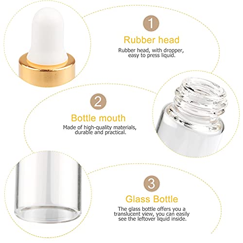50pcs 1ml Clear Glass Dropper Bottles Essential Oils